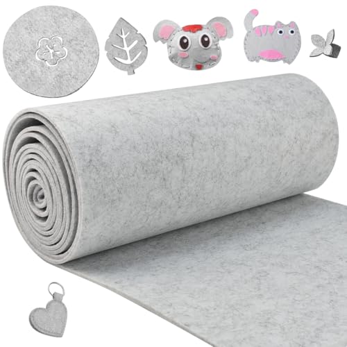 KYYGKY Filzmatte Filzunterlage Filzplatten Filzrolle Filzstoff Filz Meterware Filzrolle Grau Filz Matten Bastelfilz 3mm Filzmatten zum Zuschneiden Polyester Filz Basteln 30cm x 300cm für DIY Projekte von KYYGKY