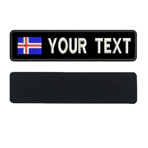 KZHPLXQ Individuell Gestickte Namensaufnäher, Personalisierter Namensaufnäher für Kleidung, Uniformen, Arbeitshemden, Hüte, Haken Auf Der Rückseite für Einfache Befestigung Iceland,2.5X10CM von KZHPLXQ