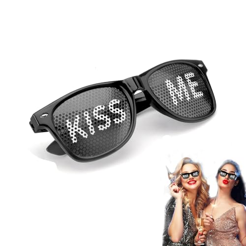 KZXCVS Partybrille Motiv KISS ME Sonnenbrille Party Brille Fasching Partybrille Rave Brille Sonnenbrille Fasching Party Brille für Partys, Clubs, Malle und Karneval, Foto Requisiten von KZXCVS