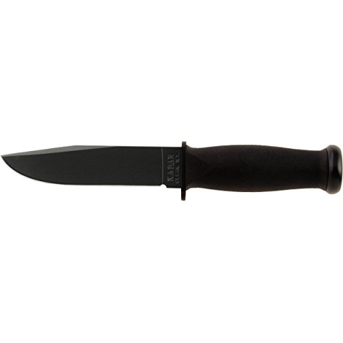 KABAR Mark I, Feste Klinge Messer, 13.0 cm Klinge, Hartplastikscheide, 1095 Cro-Van/Black Steel, Black KratonG Griff, Plain Edge 2221, UPC :617717222214 von Ka-Bar