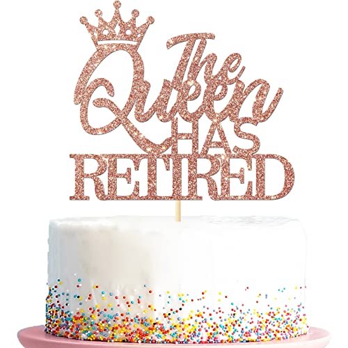 The Queen Has Retired Cake Topper, Retirement Farewell Party Decors, Happy Retirement for Mom Woman, The Legend Has Retired - Official Retired Thema Cake Decorations, Rose Gold von Kaakswa