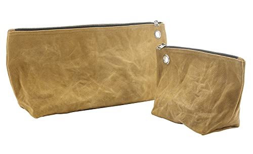 2 Werkzeug Organizer Taschen - 16oz Waxed Canvas Organizer-Tasche für Männer und Frauen, Tragbarer Werkzeug-Organisator Hält Münzen Zangen Muttern - Khaki von Kaaltisy