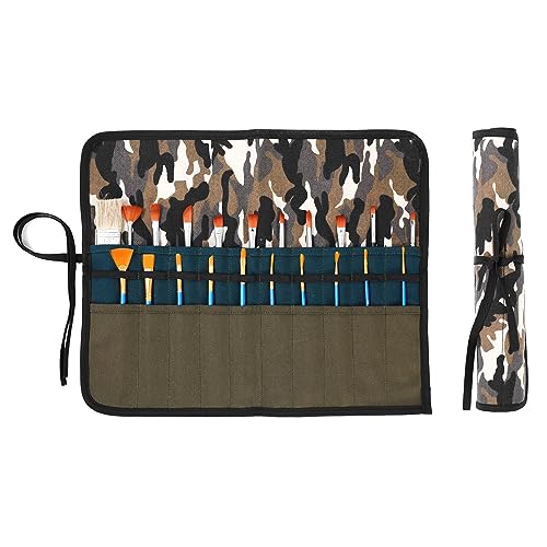 Künstler Pinsel Rolle, Multi-Color Pinsel Organizer Tasche & Storage | 20 Pinsel Taschen | strapazierfähige 16oz gewachstem Segeltuch Farbe Pinsel Tasche von Kaaltisy