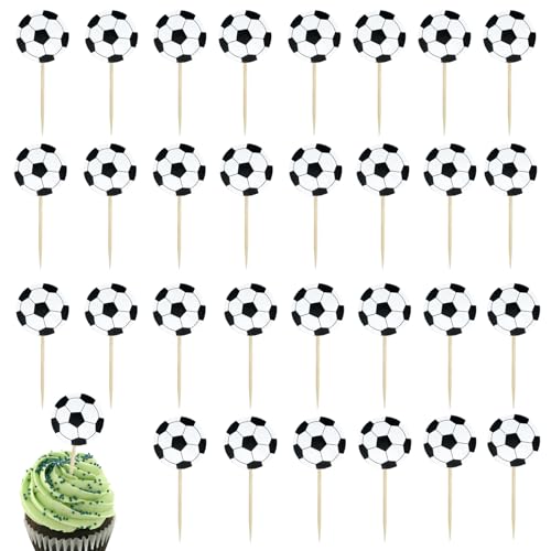 Kabwea 30pcs FußBall Cupcake Toppers Sport Theme Tortendeko Fussball Fussball Deko Geburtstag Kinder Tortenaufleger Fussball Tortendeko FußBäLle Fussball Geburtstag Deko von Kabwea