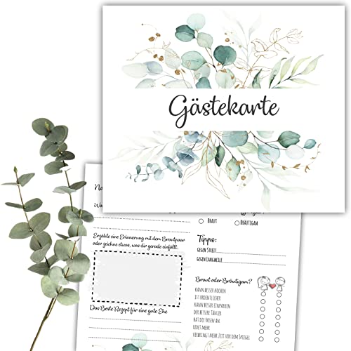 Kackspecht 40 Gästekarten für Hochzeit Gästebuchkarten Hochzeitsspiel Hochzeitsgäste Gästebuchseiten Brautpaar Wedding Gästekarten zum ausfüllen Boho von Kackspecht