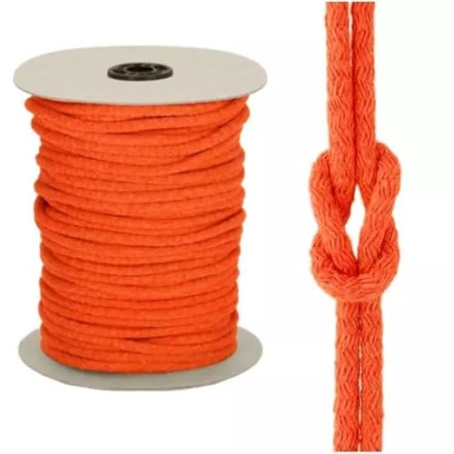 Kacperek - Baumwollkordel 7mm - Kordelband 50 m - 100% Baumwolle, Weich, Leicht Elastisch - für Kleidung, Turnbeutel, DIY Projekte - Kordel Orange von Kacperek