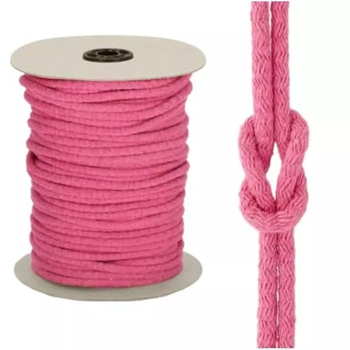 Kacperek - Baumwollkordel 7mm - Kordelband 50 m - 100% Baumwolle, Weich, Leicht Elastisch - für Kleidung, Turnbeutel, DIY Projekte - Kordel Rosa von Kacperek