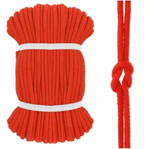 Kacperek - Baumwollkordel 8mm - Kordelband 50 m - 100% Baumwolle, Weich, Leicht Elastisch - für Kleidung, Turnbeutel, DIY Projekte - Kordel Orange von Kacperek