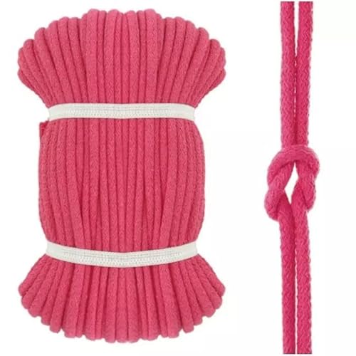 Kacperek - Baumwollkordel 8mm - Kordelband 50 m - 100% Baumwolle, Weich, Leicht Elastisch - für Kleidung, Turnbeutel, DIY Projekte - Kordel Rosa von Kacperek