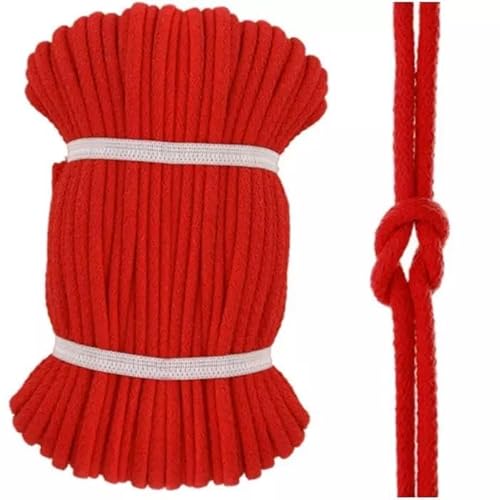 Kacperek - Baumwollkordel 8mm - Kordelband 50 m - 100% Baumwolle, Weich, Leicht Elastisch - für Kleidung, Turnbeutel, DIY Projekte - Kordel Rot von Kacperek