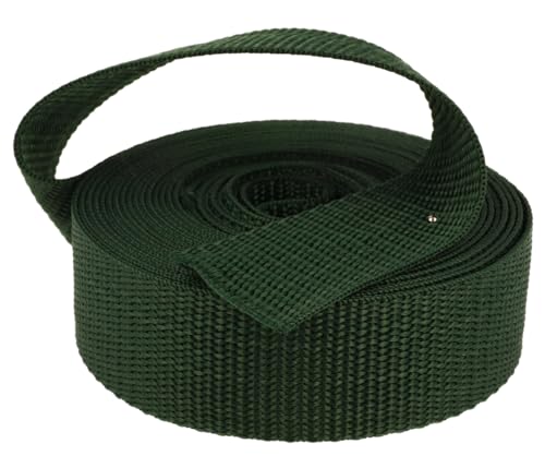 Kacperek - Gurtband Polypropylen - 50m Lang - Stark für DIY Abschleppseile und Gepäckgurt - Gewebeband - Gurtbänder für Taschen, Rucksack Band, Gürtel - Breite 20mm - Dunkelgrün von Kacperek