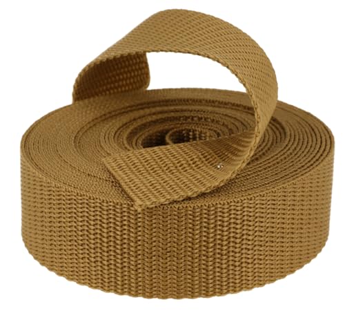 Kacperek - Gurtband Polypropylen - 50m Lang - Stark für DIY Abschleppseile und Gepäckgurt - Gewebeband - Gurtbänder für Taschen, Rucksack Band, Gürtel - Breite 20mm - Dunkles Beige von Kacperek