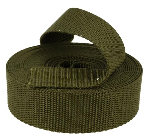 Kacperek - Gurtband Polypropylen - 50m Lang - Stark für DIY Abschleppseile und Gepäckgurt - Gewebeband - Gurtbänder für Taschen, Rucksack Band, Gürtel - Breite 20mm - Khaki von Kacperek