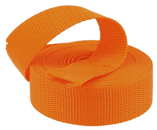 Kacperek - Gurtband Polypropylen - 50m Lang - Stark für DIY Abschleppseile und Gepäckgurt - Gewebeband - Gurtbänder für Taschen, Rucksack Band, Gürtel - Breite 20mm - Orange von Kacperek