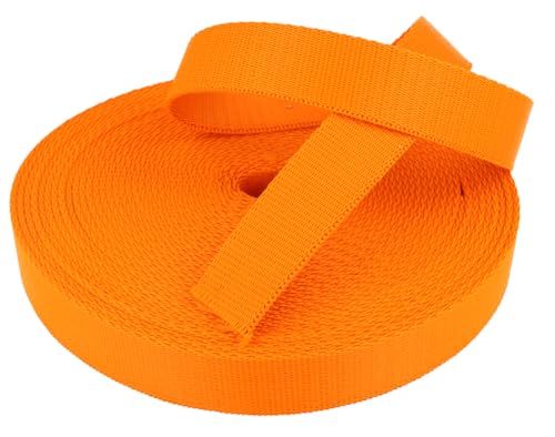 Kacperek - Gurtband Polypropylen - Glatt und 50m Lang - Stark für DIY Abschleppseile und Gepäckgurt - Gewebeband - Gurtbänder für Taschen, Rucksack Band, Gürtel - Breite 20mm - Orange von Kacperek