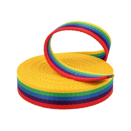 Kacperek - Gurtband Polypropylen - Glatt und 50m Lang - Stark für DIY Abschleppseile und Gepäckgurt - Gewebeband - Gurtbänder für Taschen, Rucksack Band, Gürtel - Breite 25mm - Regenbogen von Kacperek