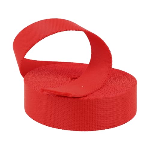 Kacperek - Gurtband Polypropylen - Glatt und 50m Lang - Stark für DIY Abschleppseile und Gepäckgurt - Gewebeband - Gurtbänder für Taschen, Rucksack Band, Gürtel - Breite 40mm - Rot von Kacperek