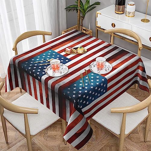 Tischdecke mit amerikanischer USA-Flagge, waschbar, für Küche und Esszimmer, wasserabweisende Mikrofaser-Tischdecke von KadUe