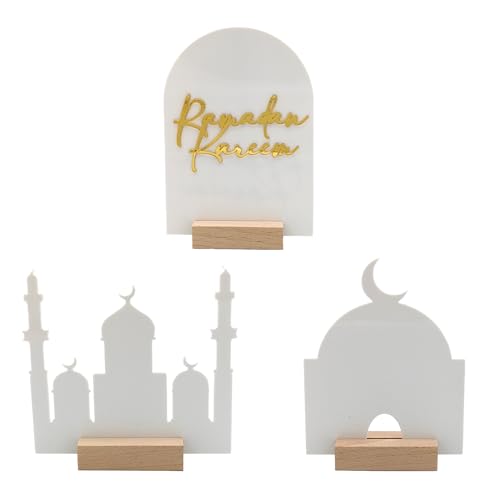 Kadagg Wiederverwendbarer Ramadan-Kalender, Tafel, Tischdekoration, Mubarak, Eid, Adventstag, Suhoor, Iftaar, Countdown-Geschenke, Acryl, Holz von Kadagg