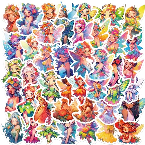 50 Kinder Papier-Sticker, Fee Prinzessin Aufkleber für Mädchen, Kindergeburtstag, Mitgebsel, Gastgeschenk, Schatzsuche, zum Spielen, Sammeln, Basteln, Verschenke von Kaderas