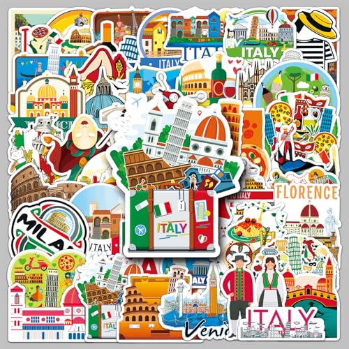 Italien Reise Aufkleber 50 pcs, Venedig Mailand Schiefer Turm von Pisa Landmark Stickers von Kaderas