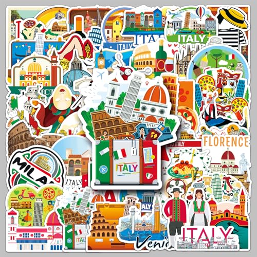 Italien Sticker 50 pcs, Reise Aufkleber Venedig Mailand Schiefer Turm von Pisa Landmark von Kaderas