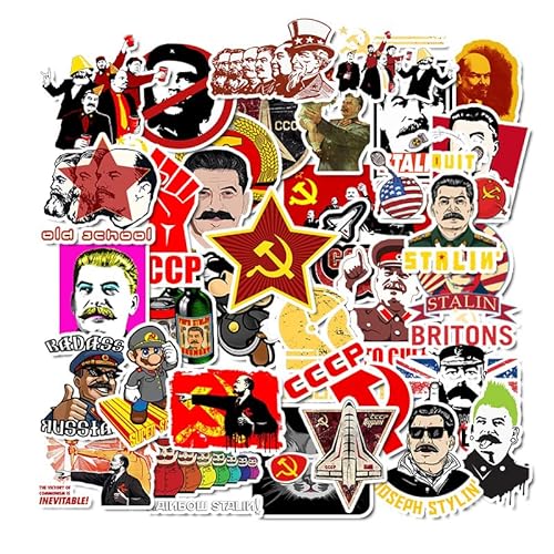 Russland Aufkleber 50 Stück, Sowjetunion Stalin CCCP Vintage Stickers Retro Vinyl Etiketten für Koffer Laptop Helm Skateboard Fahrrad Wasserfeste Deko von Kaderas