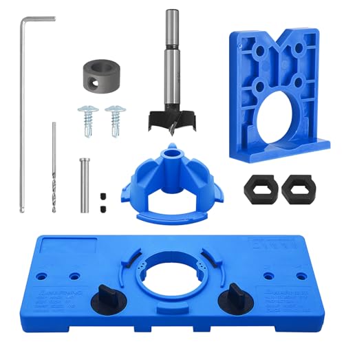 Kaelah Scharnier-Bohrschablone, Topfscharnier Schablone Set Tür-Lochsäge Schablone Scharnier Ø35mm Scharnier Bohrschablone mit Bohrlochabstand 46/48/52mm von Kaelah