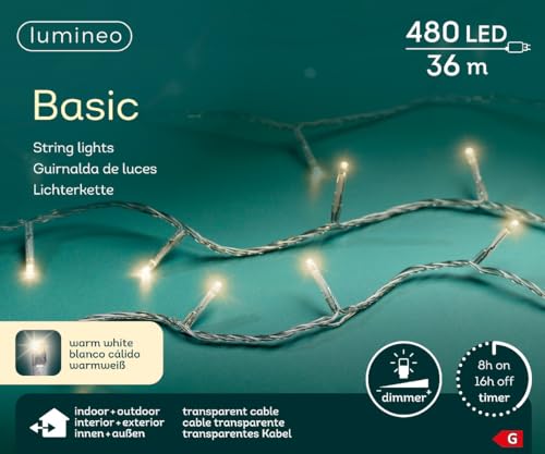 Kaemingk LED Ricelight Kette, aussen, Aussentrafo, 480 warmweiße LED, transparentes Kabel, 36 m 494272 von Kaemingk