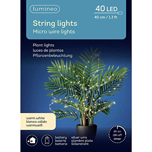 Lumineo Batterie Micro LED Lichterkette 40 cm 40 Lichter warmweiß Outdoor von Kaemingk