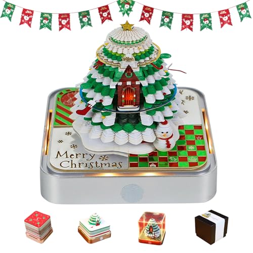 3D Kalender 2025, Weihnachtsbaum Schreibtischkalender, 3D Notizblock Tischkalender 2025 mit 𝗟𝗶𝗰𝗵𝘁, Abnehmbarer Kunstkalender für Kalender Schnitzen Desktop Dekoration Geschenke (Silber) von Kaezuy