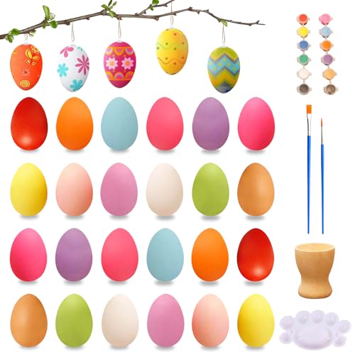 Osterbasteln Ostereier Kreativset mit 12 Farben, Ostereier Bastelset Kinder, Bunte Basteln Ostern Set, Eier zum Bemalen und Beschriften für DIY Kinder Malen Dekoration (Bunt) von Kaezuy