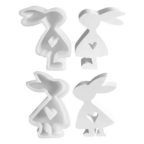 Osterhase Silikonformen Gießformen, 3D Hohle Kaninchen Silikonform, Silikon Osterhase Kerzenformen, Ostern Hase Giessformen Seifenform Backform für Ostern Deko Tortendeko (Set-D) von Kaezuy