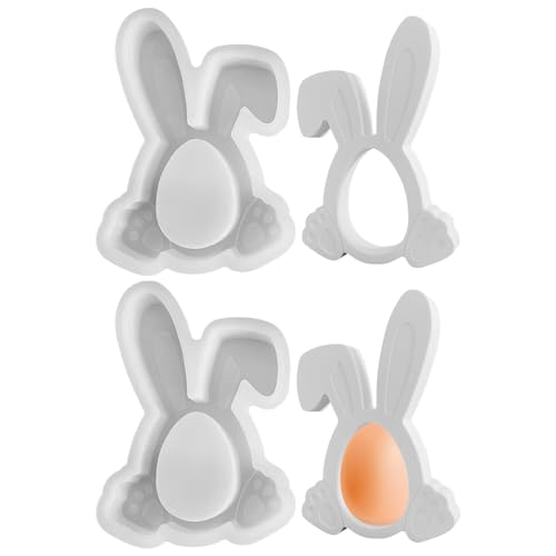 Osterhase Silikonformen Gießformen, 3D Hohle Kaninchen Silikonform, Silikon Osterhase Kerzenformen, Ostern Hase Giessformen Seifenform Backform für Ostern Deko Tortendeko (Set-E) von Kaezuy