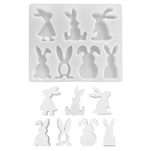 Silikonform Ostern Hase, Silikonformen Gießformen Ostern, 7 Osterhase mit Verschiedenen Formen Silikonform, Silikon Hase Gießform Beton Zum Gießen Osterhase Giessform for DIY Kerzen (Stil C) von Kaezuy