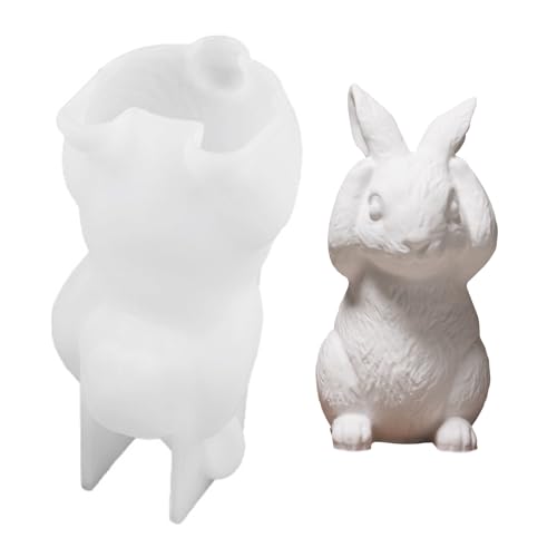 Silikonformen Gießformen Ostern, Silikonform Osterhasen, 3D Kaninchen Kerzenhalter DIY Hase Silikonform Backform für Tortendeko, Silikon Backform Gipsformen Zum Gießen (B) von Kaezuy