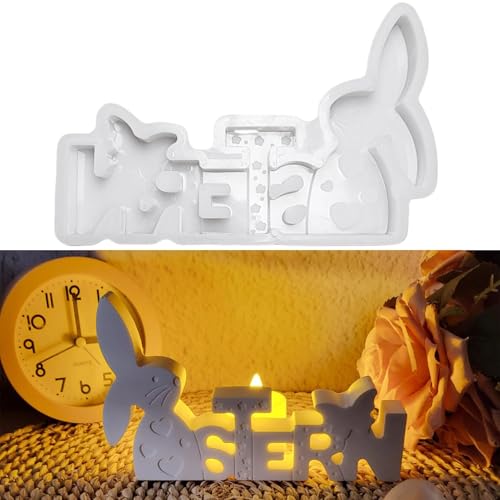 Silikonformen Gießformen Ostern, Silikonform Ostern Gießform Silikon Kaninchen Giessformen Ostern Hase Gipsformen zum Gießen Kerzenformen Hase Formen für Gips Gießen DIY Handwerk (Stil M) von Kaezuy