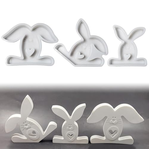 Silikonformen Gießformen Ostern, Silikonform Ostern Hase, Giessformen Silikon 3D Kaninchen, Gießform Silikonform Frühling DIY Gießform Ostern Hase for Gips Sojawachs Kerzen Handwerk (Stil B) von Kaezuy