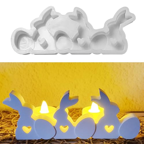 Silikonformen Gießformen Ostern, Silikonform Ostern Hase, Giessformen Silikon 3D Kaninchen, Gießform Silikonform Frühling DIY Gießform Ostern Hase for Gips Sojawachs Kerzen Handwerk (Stil E) von Kaezuy