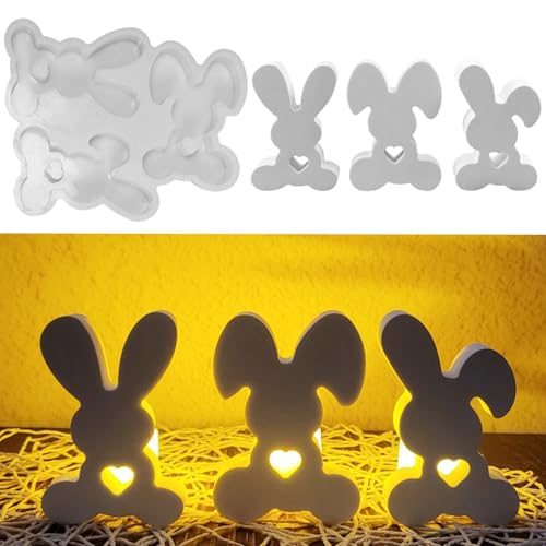 Silikonformen Gießformen Ostern, Silikonform Ostern Hase, Giessformen Silikon 3D Kaninchen, Gießform Silikonform Frühling DIY Gießform Ostern Hase for Gips Sojawachs Kerzen Handwerk (Stil H) von Kaezuy