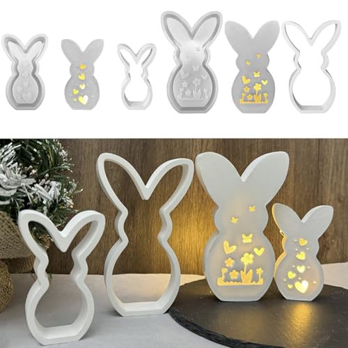 Silikonformen Gießformen Ostern, Silikonform Ostern Hase, Giessformen Silikon 3D Kaninchen, Gießform Silikonform Frühling DIY Gießform Ostern Hase for Gips Sojawachs Kerzen Handwerk (Stil I) von Kaezuy