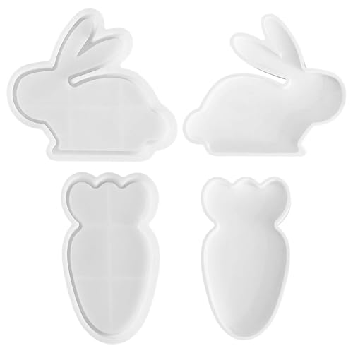 Silikonformen Gießformen Ostern Schale, Osterhasen Tablett Silikonform, Hase Karotte Silikon Gießform Kerzenhalter, Gipsformen zum Gießen für Tablett Schmuck Teller Handwerk (2pcs) von Kaezuy