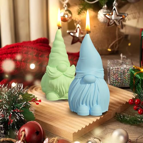 Silikonformen Gießformen Weihnachten, 3D Wichtel Kerzenformen zum Gießen, Silikonform Weihnachtsmann, Wichtel Gips Zum Gießen, Zwerg Giessformen für DIY Weihnachtsschmuck Dekoration (B+C) von Kaezuy