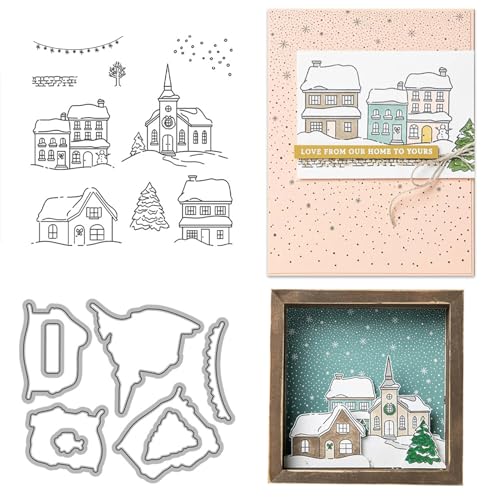 Stanzschablonen Weihnachten, Neue Metall Schneiden Sterben Und Stempel Set, DIY Weihnachten Stanzformen Scrapbooking Prägeschablonen für Kunst Handwerk Supplies Stamping (Stil C) von Kaezuy