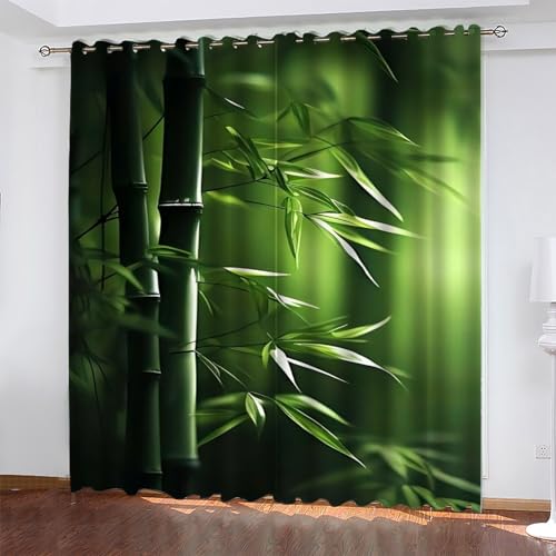 KaiHeBeding Anlage Gardinen Bambus Vorhänge Blickdicht, Blackout Curtain, Lärmschutzvorhang, Geeignet für Haus Balkon Kinderzimmer, Schlafzimmer Wohnzimmer Fenster, H 175 x B 140 cm, 2 Stück von KaiHeBeding