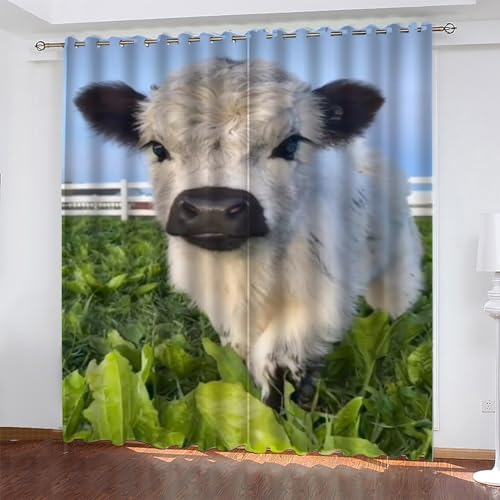 KaiHeBeding Ochse Gardinen Tier Vorhänge Blickdicht, Blackout Curtain, Lärmschutzvorhang, Geeignet für Haus Balkon Kinderzimmer, Schlafzimmer Wohnzimmer Fenster, H 175 x B 140 cm, 2 Stück von KaiHeBeding