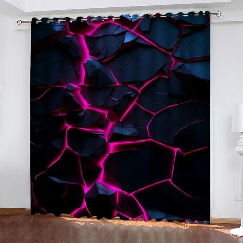 KaiHeBeding Riss Vorhang Rosarot Gardinen mit Muster, Vorhänge für Fenster Wohndekor, Vorhang Verdunkelung Geeignet für Haus Schlafzimmer Wohnzimmer Fenster, H 220 x B 140 cm, 2 Stück von KaiHeBeding