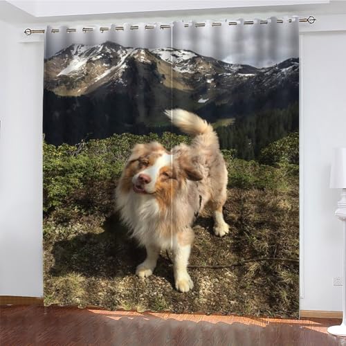 KaiHeBeding SchäFerhund Gardinen Tier Vorhänge Blickdicht, Blackout Curtain, Lärmschutzvorhang, Geeignet für Haus Balkon Kinderzimmer, Schlafzimmer Wohnzimmer Fenster, H 175 x B 140 cm, 2 Stück von KaiHeBeding