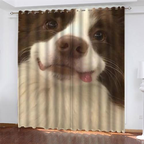 KaiHeBeding Tier Gardinen SchäFerhund Vorhänge Blickdicht, Blackout Curtain, Lärmschutzvorhang, Geeignet für Haus Balkon Kinderzimmer, Schlafzimmer Wohnzimmer Fenster, H 175 x B 140 cm, 2 Stück von KaiHeBeding