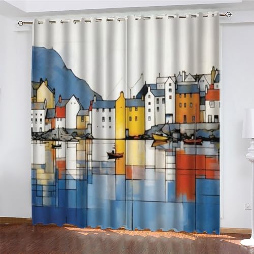 Karikatur Gardinen GlüHwüRmchen Vorhänge Blickdicht, Blackout Curtain, Lärmschutzvorhang, Geeignet für Haus Balkon Kinderzimmer, Schlafzimmer Wohnzimmer Fenster, H 175 x B 140 cm, 2 Stück von KaiHeBeding